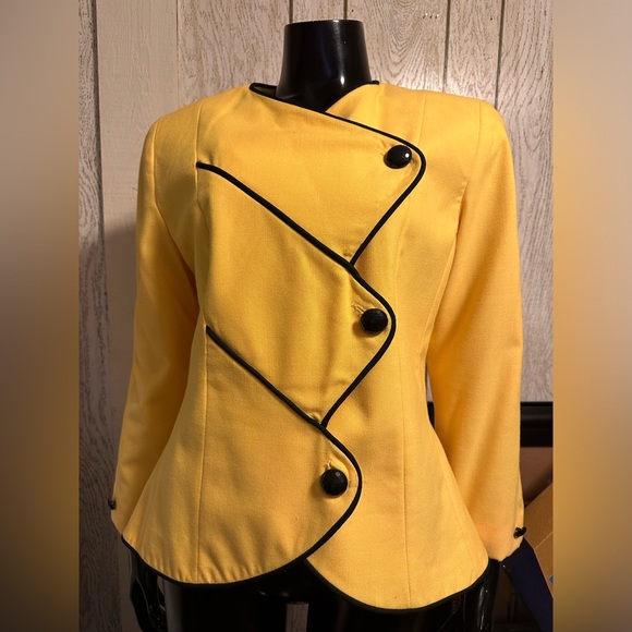 Stunning Bright Yellow Vintage 90s Unique Blazer - Picture 1 of 5